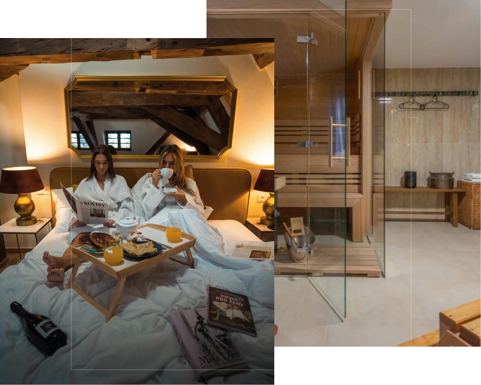 Foto pokoje a sauny v Zámeckém Hotelu